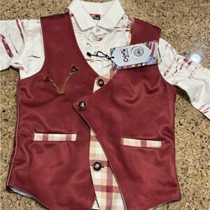 Boys Maroon Vest with White Shirt